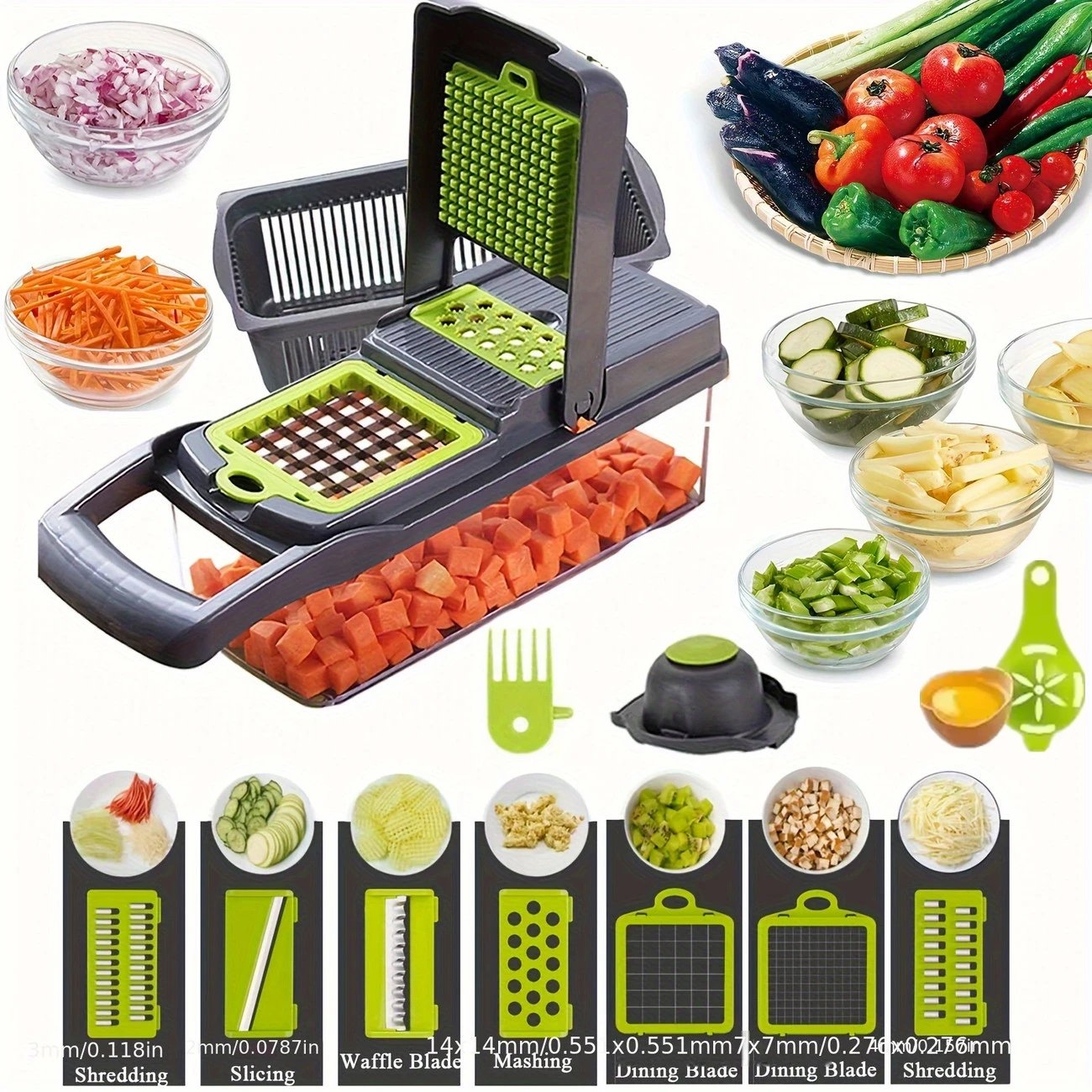 Multifunctional Vegetable Chopper 14 In One Chopper Handle Food Grate Chopper Kitchen Vegetable Slicer Dicing Machine Cutting
