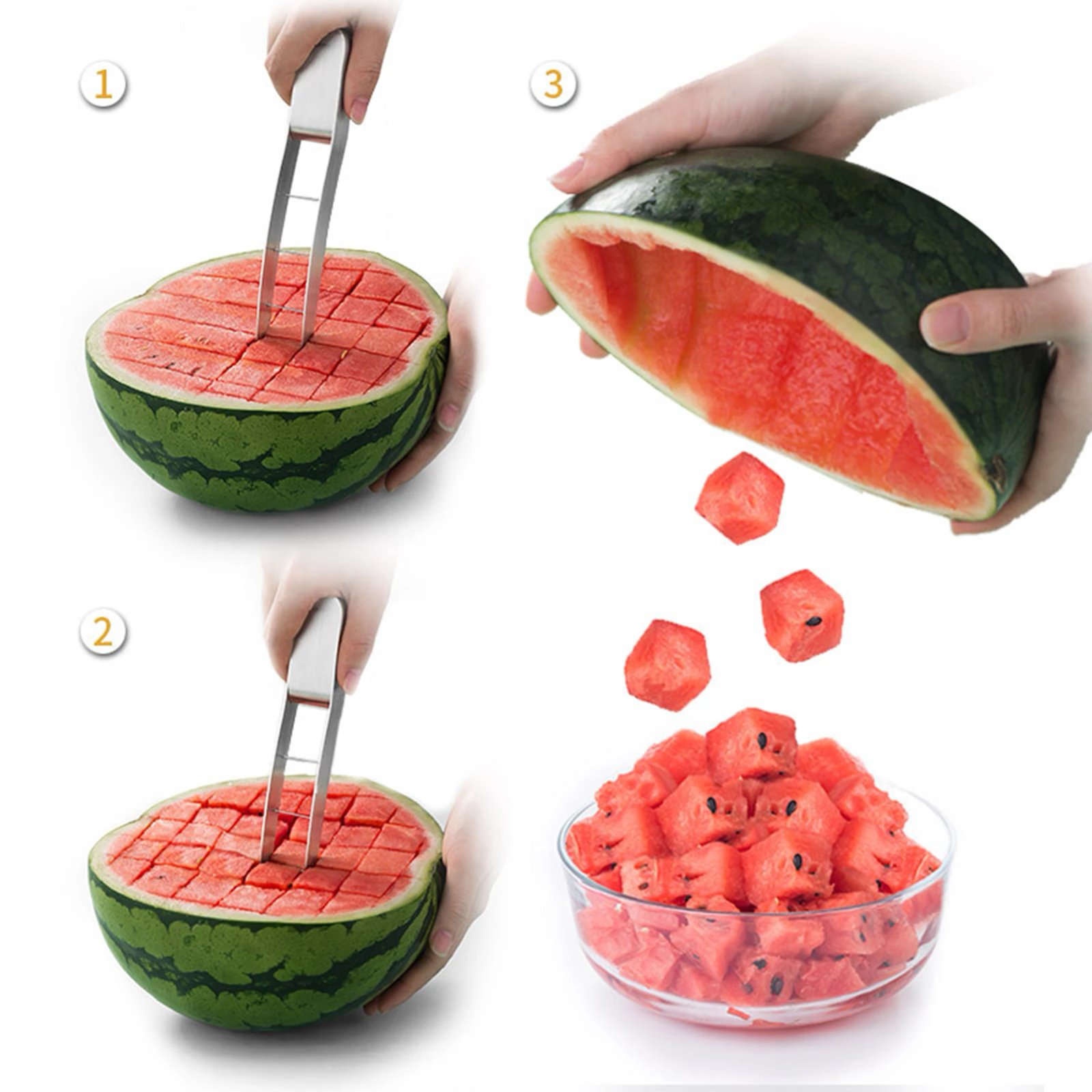 Watermelon Slicer Kitchen Cutter Tool Stainless Steel Corrosion-proof Fruit Slicer for Camping Gathering Party Kitchen Gadget