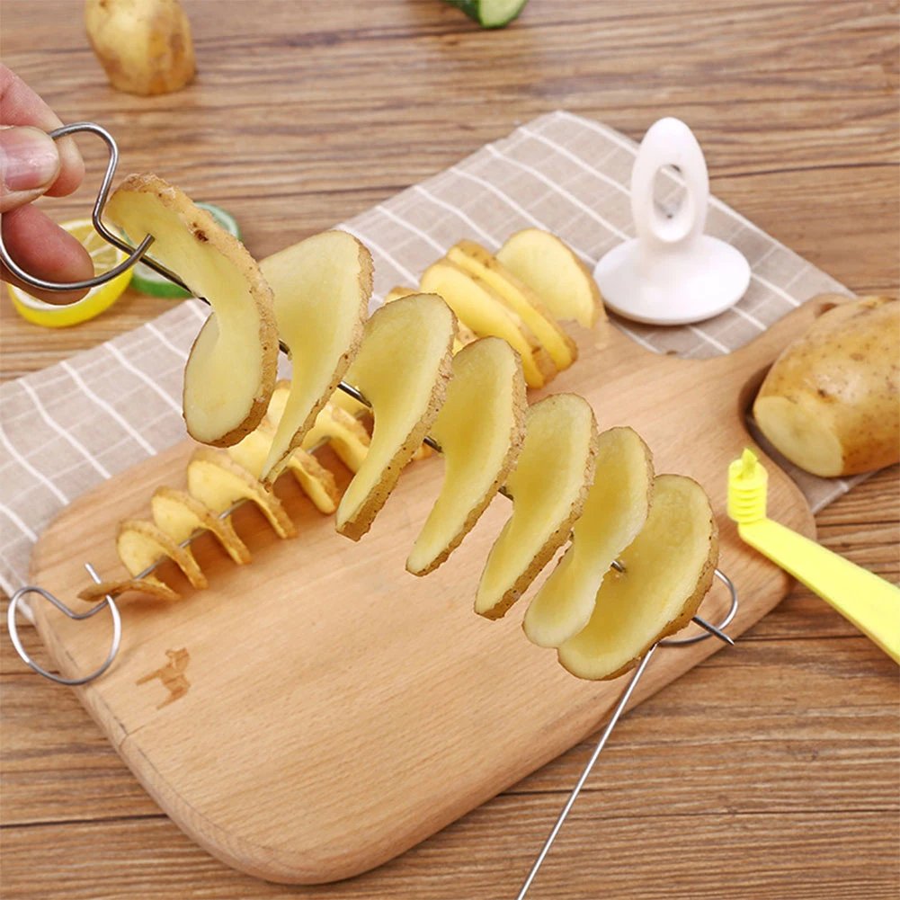 1-5Sets Stainless Steel Plastic Rotate Potato Slicer Twisted Potato Spiral Slice Cutter Creative Vegetable Tool Kitchen Gadgets
