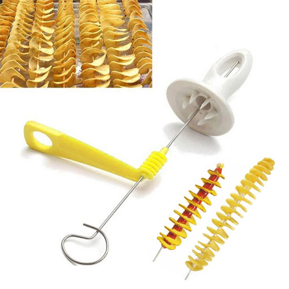 1-5Sets Stainless Steel Plastic Rotate Potato Slicer Twisted Potato Spiral Slice Cutter Creative Vegetable Tool Kitchen Gadgets