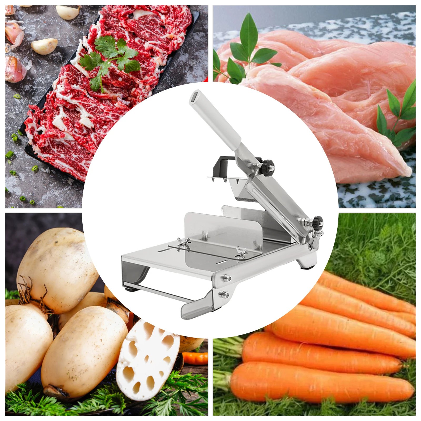 Manual Frozen Meat Slicer with 0.3-8mm Adjustable Thickness, 430 Stainless Steel Non-Slip for Home Restaurant Cutting Manual Frozen Meat Slicer with 0.3-8mm Adjustable Thickness, 430 Stainless Steel Non-Slip for Home Restaurant Cutting