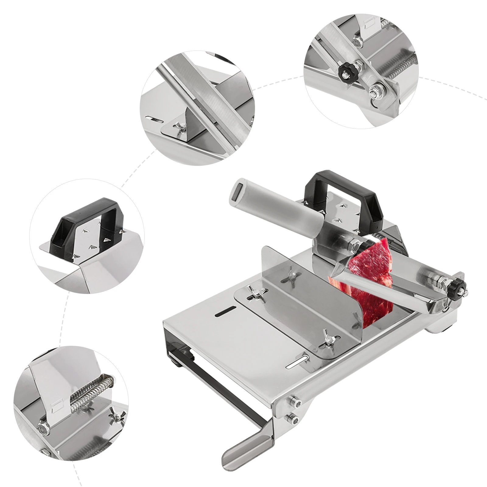 Manual Frozen Meat Slicer with 0.3-8mm Adjustable Thickness, 430 Stainless Steel Non-Slip for Home Restaurant Cutting Manual Frozen Meat Slicer with 0.3-8mm Adjustable Thickness, 430 Stainless Steel Non-Slip for Home Restaurant Cutting