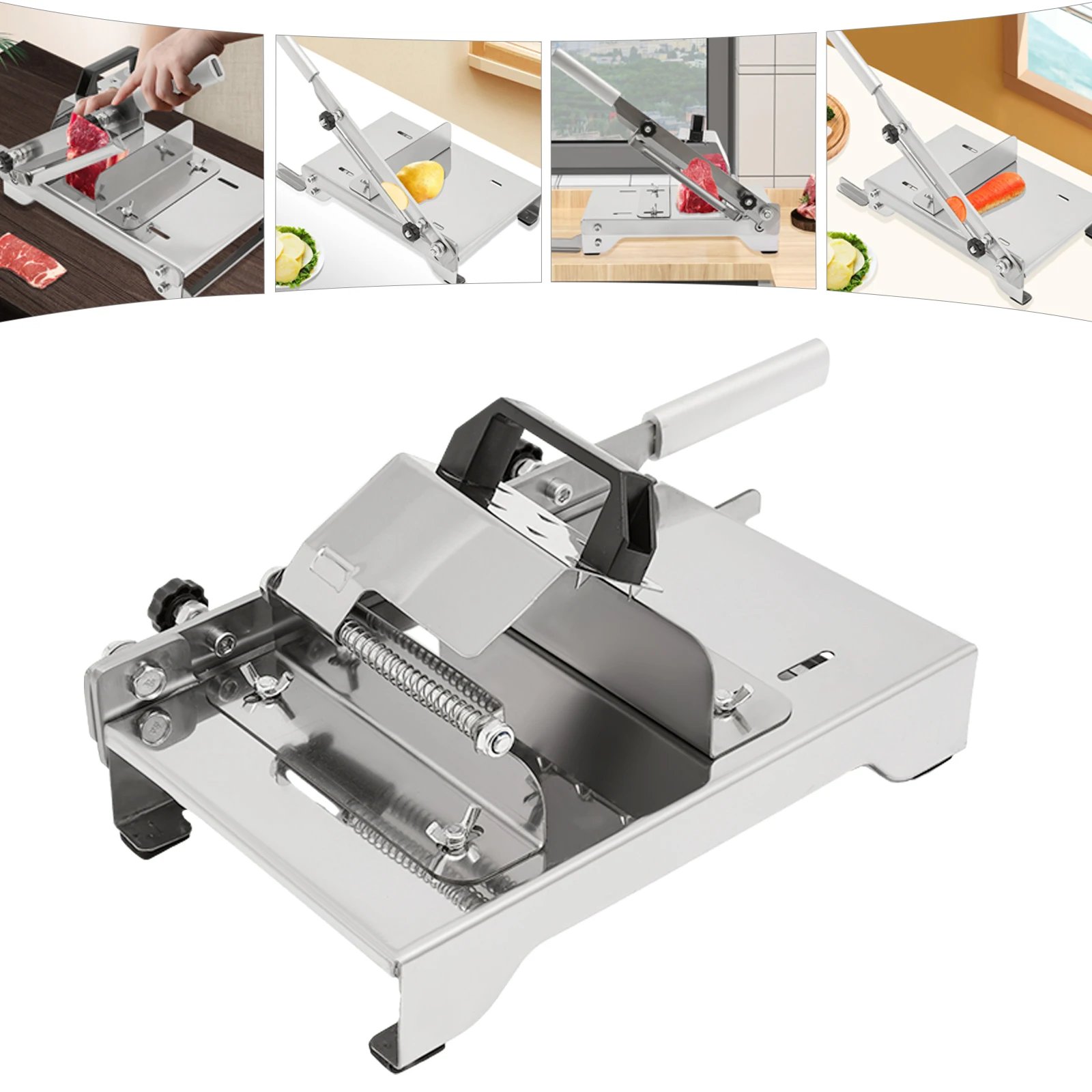 Manual Frozen Meat Slicer with 0.3-8mm Adjustable Thickness, 430 Stainless Steel Non-Slip for Home Restaurant Cutting Manual Frozen Meat Slicer with 0.3-8mm Adjustable Thickness, 430 Stainless Steel Non-Slip for Home Restaurant Cutting
