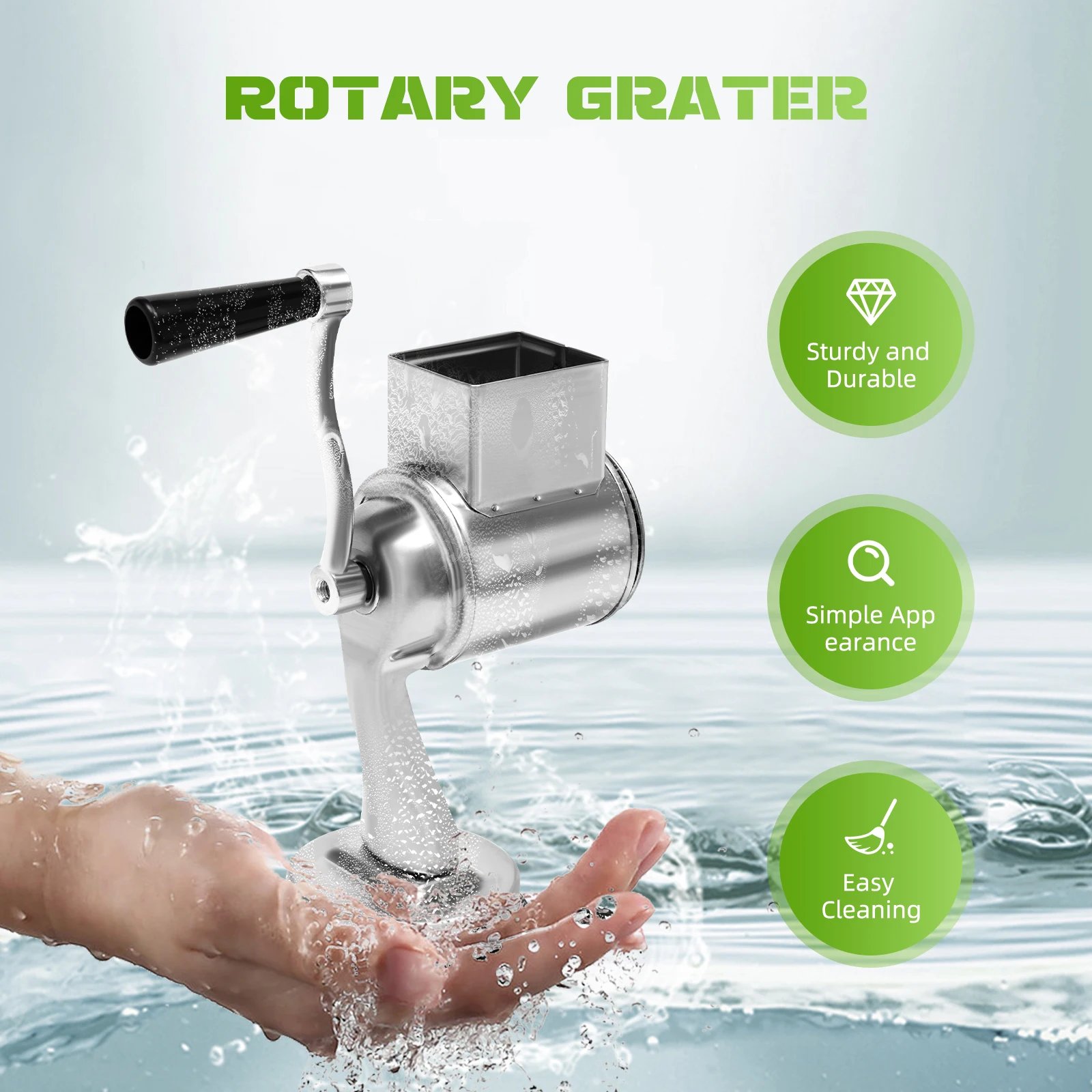 Rotary Grater W/5 Blades Stainless Steel Manual Grinder Vegetable Slicer Peanut Nuts Grinder Cheese Vegetable Shredder