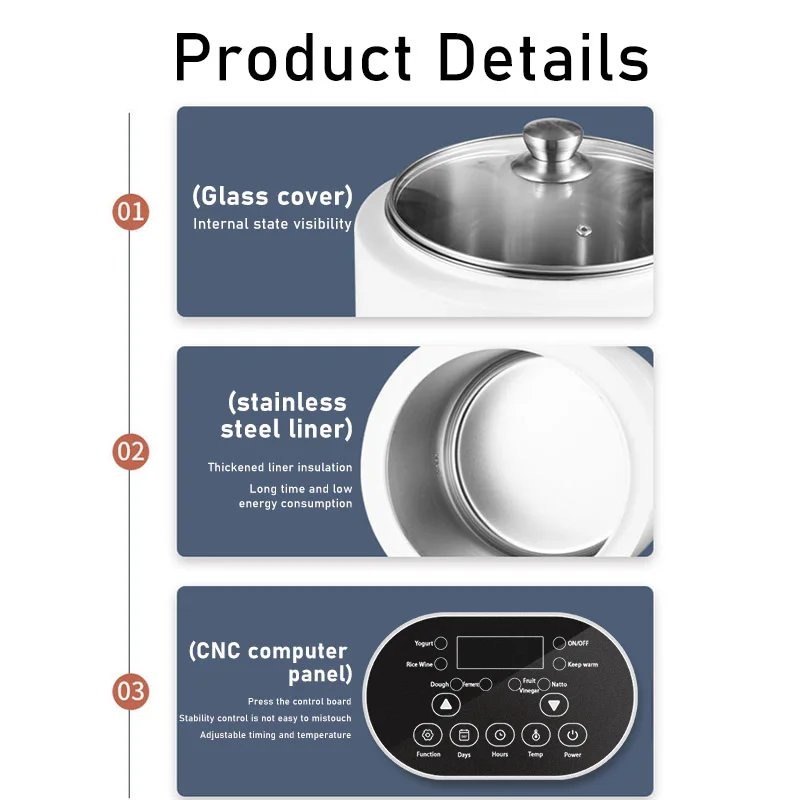 3.5L 8L 12L Stainless Steel Yogurt Maker Milk And Yogurt Fermentation Machine 3.5L 8L 12L Stainless Steel Yogurt Maker Milk And Yogurt Fermentation Machine