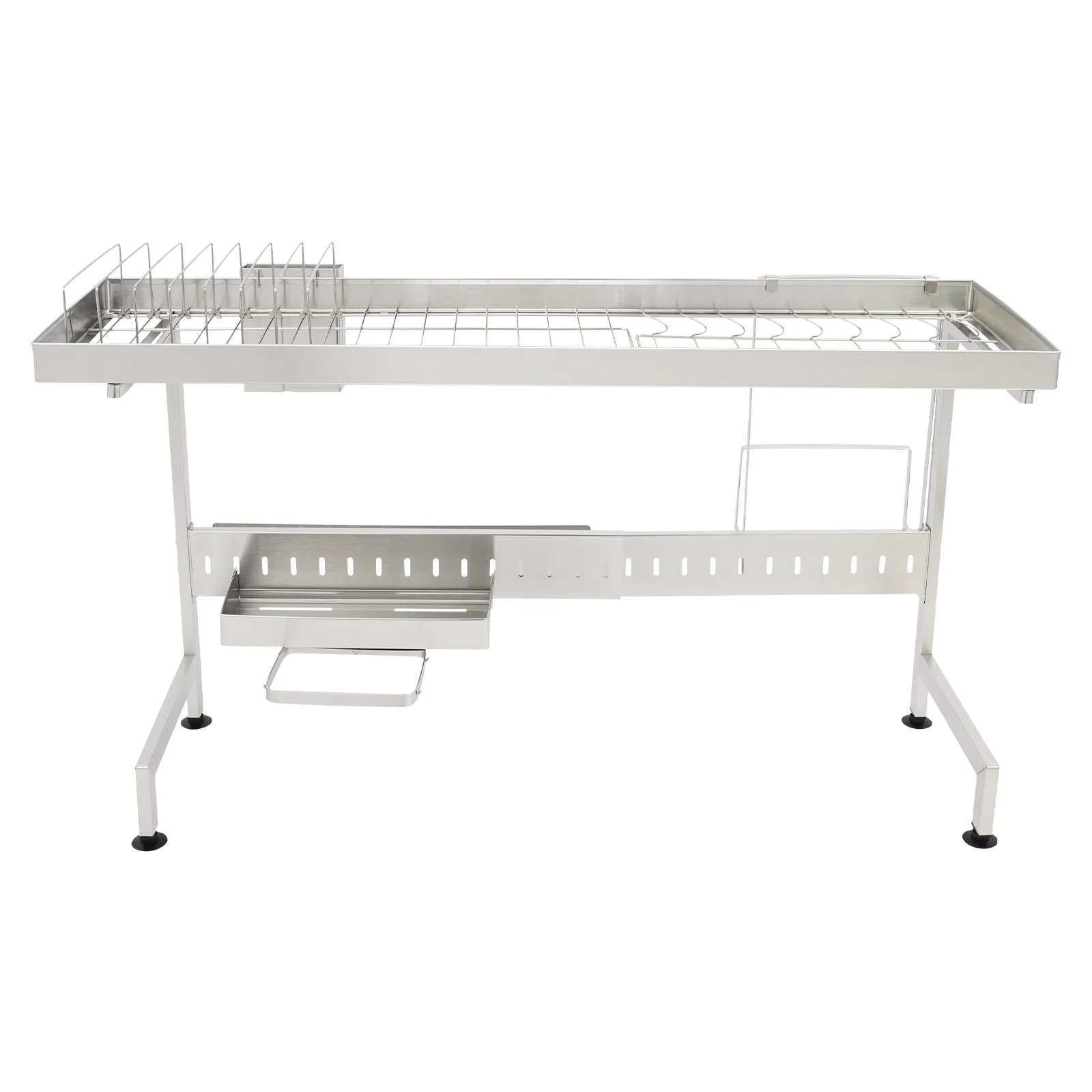 1/2-Tier Over Sink Dish Drying Rack Stainless Steel Dish Drying Rack Expandable Over Kitchen Sink Organizer