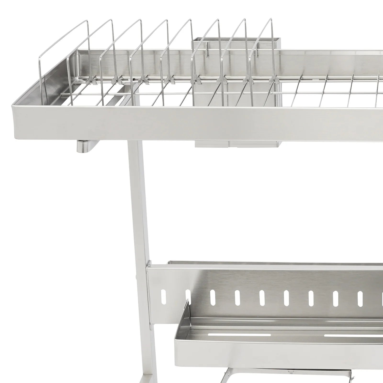 1/2-Tier Over Sink Dish Drying Rack Stainless Steel Dish Drying Rack Expandable Over Kitchen Sink Organizer