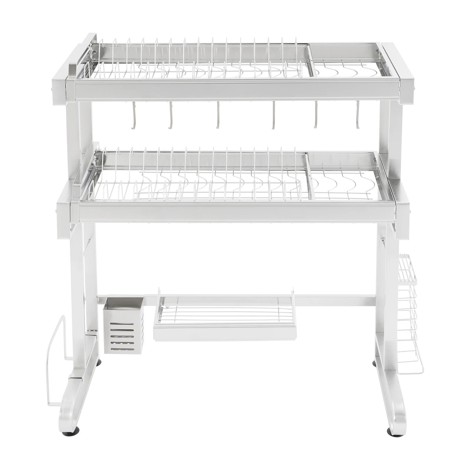 1/2-Tier Over Sink Dish Drying Rack Stainless Steel Dish Drying Rack Expandable Over Kitchen Sink Organizer