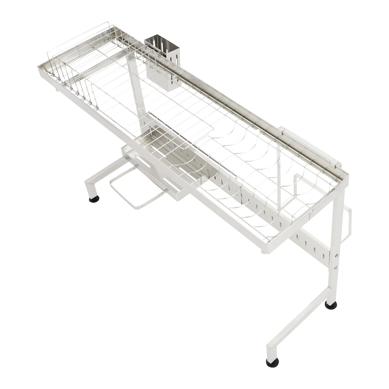 1/2-Tier Over Sink Dish Drying Rack Stainless Steel Dish Drying Rack Expandable Over Kitchen Sink Organizer