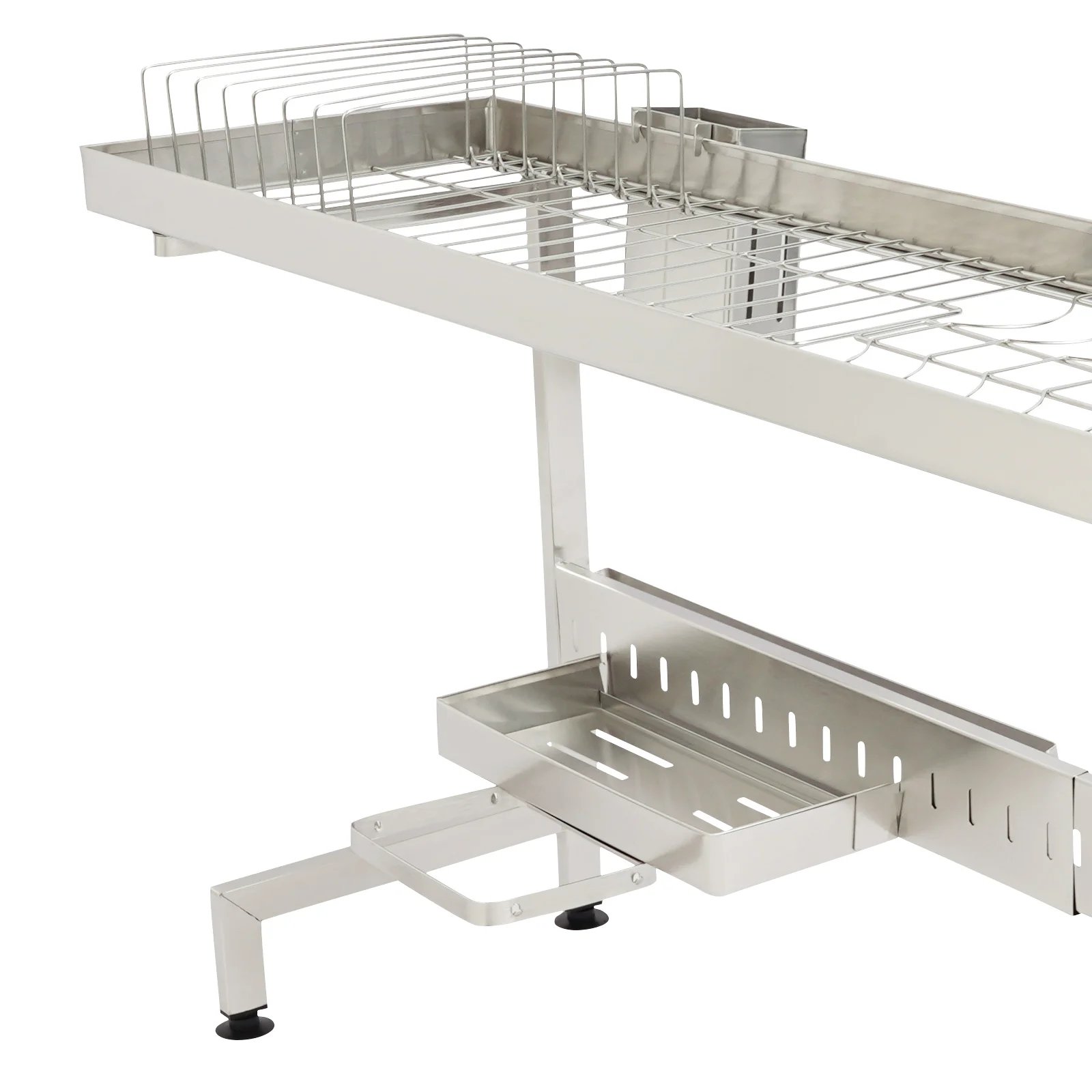 1/2-Tier Over Sink Dish Drying Rack Stainless Steel Dish Drying Rack Expandable Over Kitchen Sink Organizer