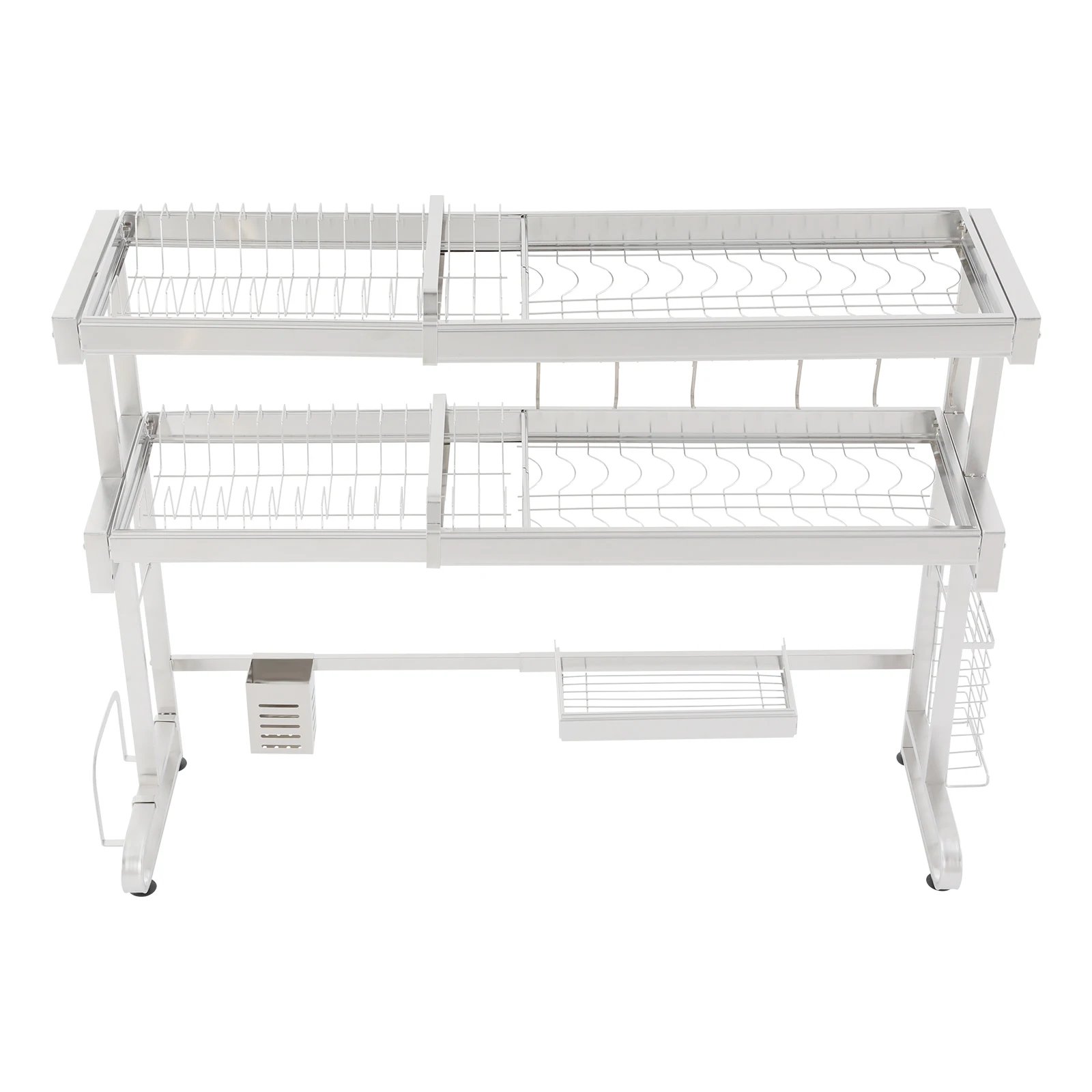 1/2-Tier Over Sink Dish Drying Rack Stainless Steel Dish Drying Rack Expandable Over Kitchen Sink Organizer