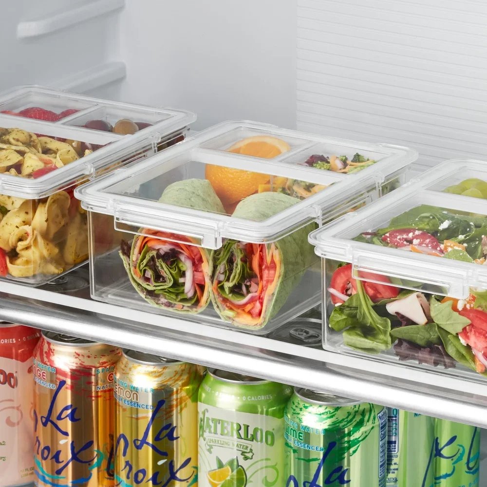 Airtight Bento Box Clear Food Storage Containers Set of 3 Microwave Dishwasher Freezer Safe Durable BPA Free Stackable Meal Prep