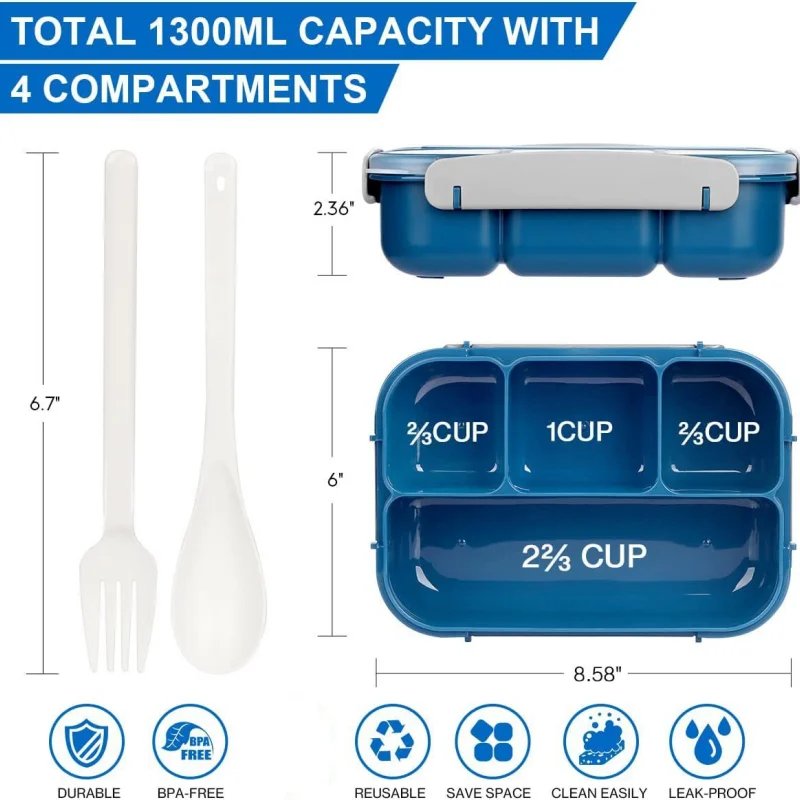 Lunch Box Kids/Children School Bento Boxes Food Containers Adult Bento Lunch Box Microwave Oven Heating Dishwasher Freezer Safe