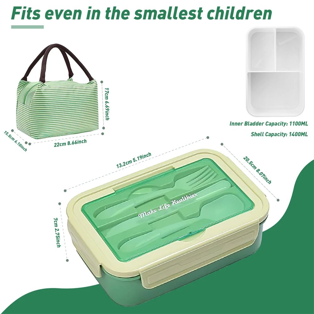 Lunch Box 3 Cells Microwave Dinnerware Food Storage Container Lunch Box Reusable Tableware Containers with spoon knife and fork