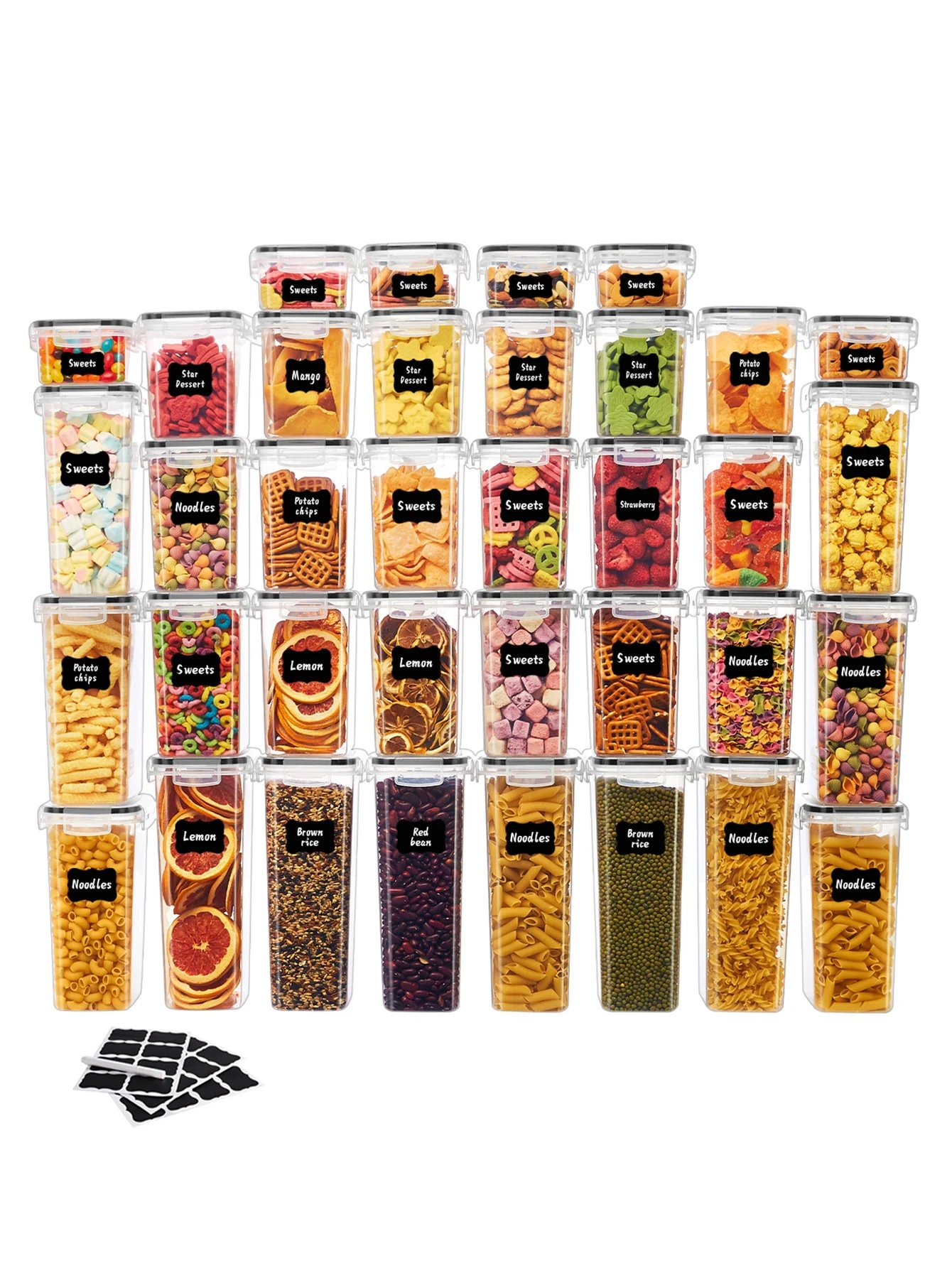 30pcs，storage and organization，labeled and marked airtight food storage containers and condiment jars - keep grains, flour