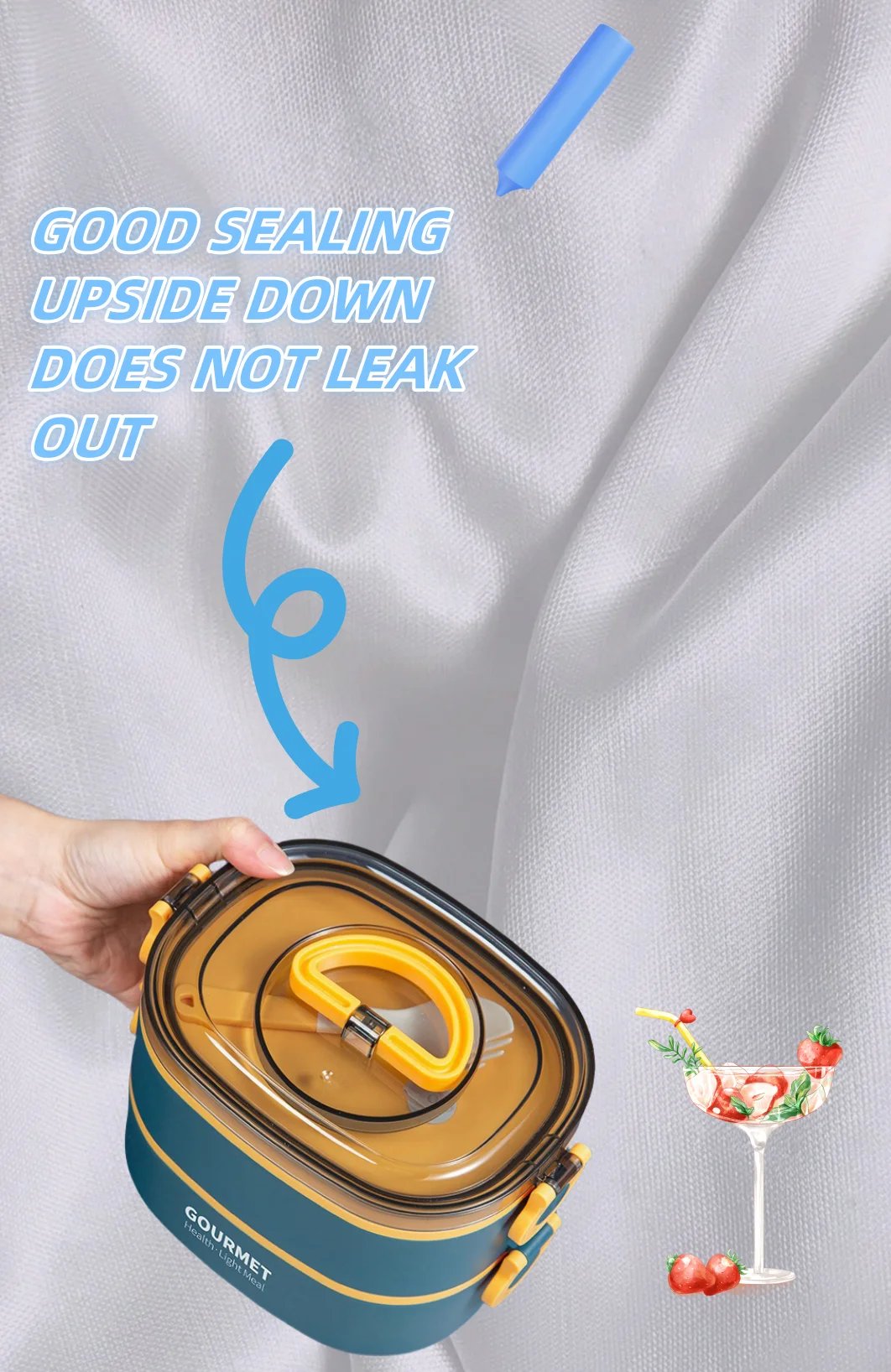 Bento box lunch box, stackable 3-layer food container, leak-proof portable large-capacity bento box, microwave safe bento box