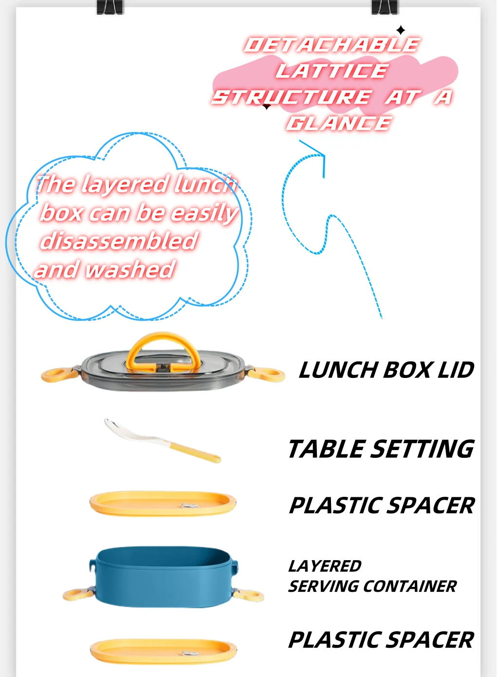 Bento box lunch box, stackable 3-layer food container, leak-proof portable large-capacity bento box, microwave safe bento box