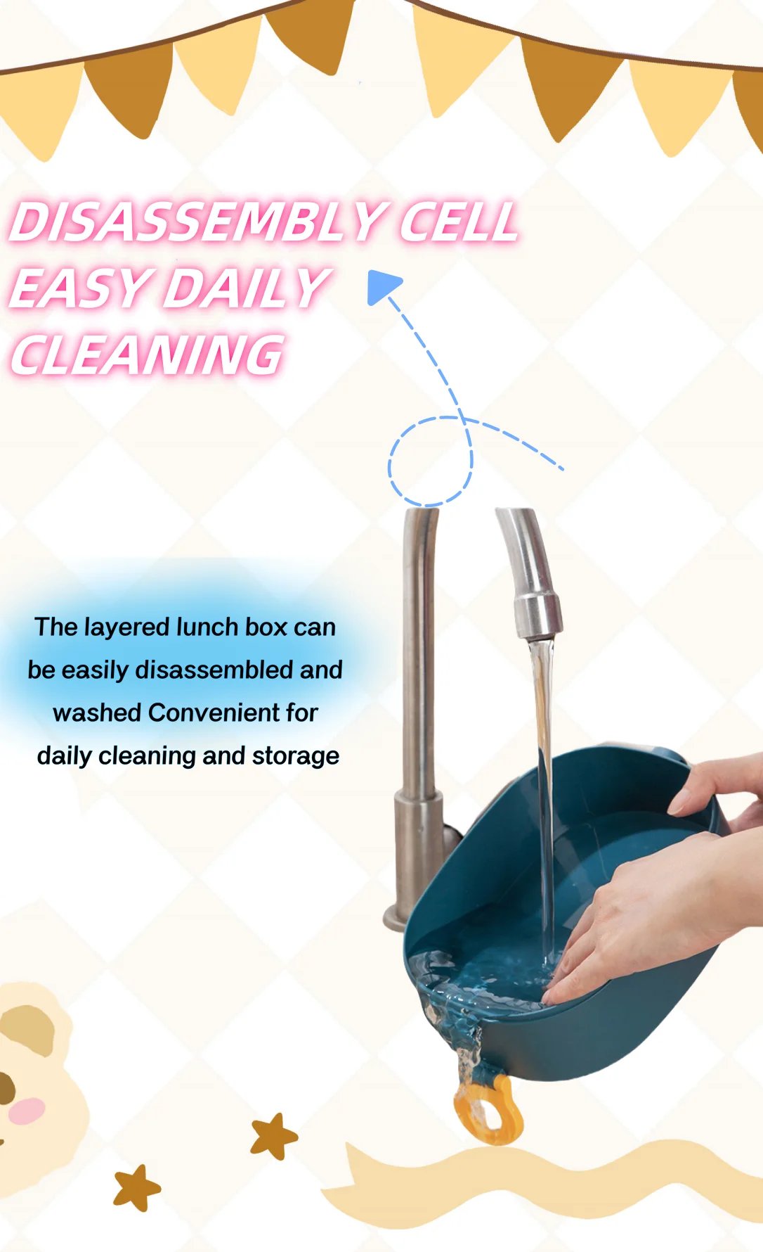 Bento box lunch box, stackable 3-layer food container, leak-proof portable large-capacity bento box, microwave safe bento box