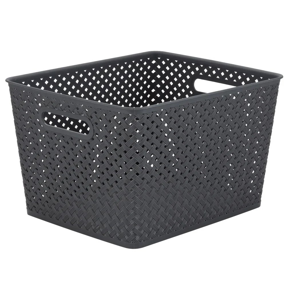 Large Gray Resin Wicker Storage Bin Lightweight Organizing Baskets with Handles Home Storage Solution Toy Book Organizer Large Gray Resin Wicker Storage Bin Lightweight Organizing Baskets with Handles Home Storage Solution Toy Book Organizer