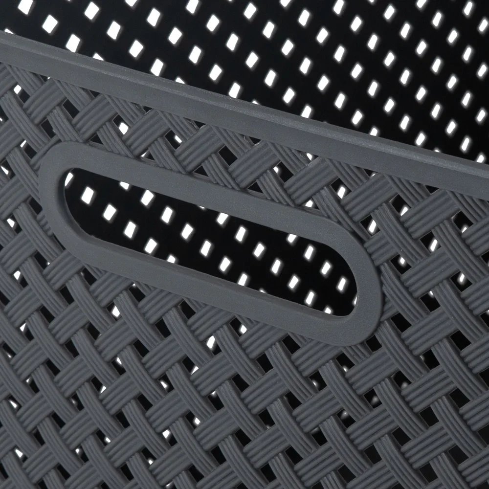 Large Gray Resin Wicker Storage Bin Lightweight Organizing Baskets with Handles Home Storage Solution Toy Book Organizer Large Gray Resin Wicker Storage Bin Lightweight Organizing Baskets with Handles Home Storage Solution Toy Book Organizer