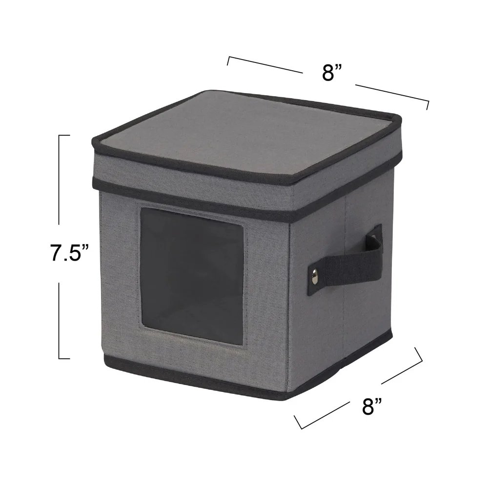 Foldable Saucer Storage Box Holds 12 Saucers with Felt Protectors Stackable Design Windowed Panel Reinforced Handles Space Saver