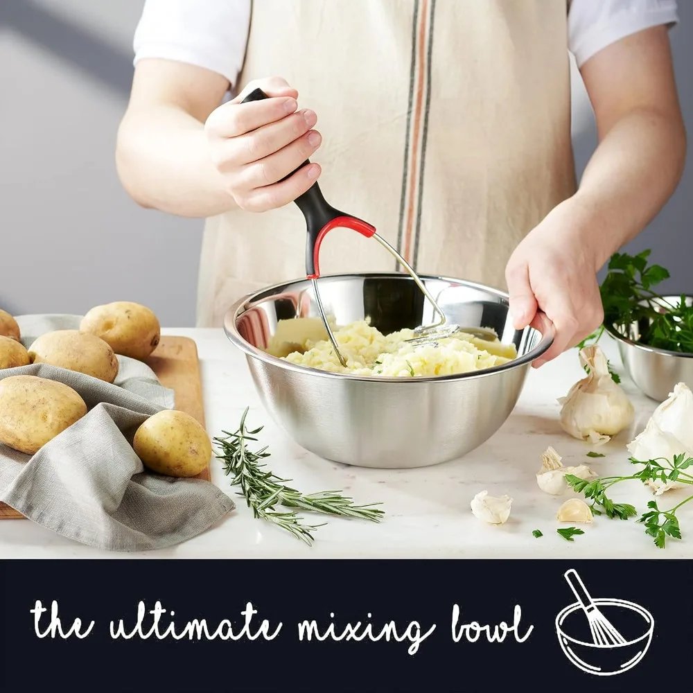 Stainless Steel Mixing Bowl Set, 10 Piece Stainless Steel Mixing Bowls with Lids Set for Food Prep Storage and Serving, Dishwas