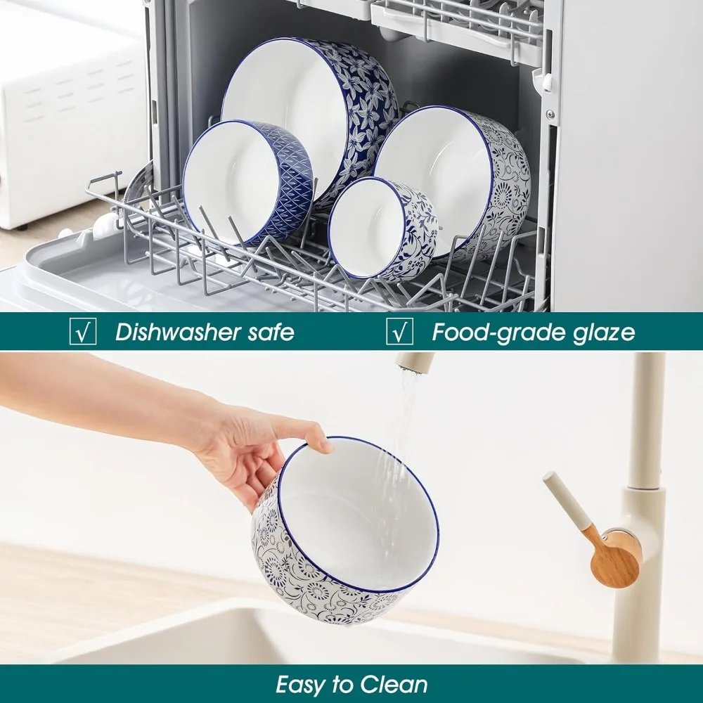 ceramic mixing bowls with lids set of 4,ceramic serving bowls,nesting bowls for food storage,prep bowl,mixing bowl for kitchen,