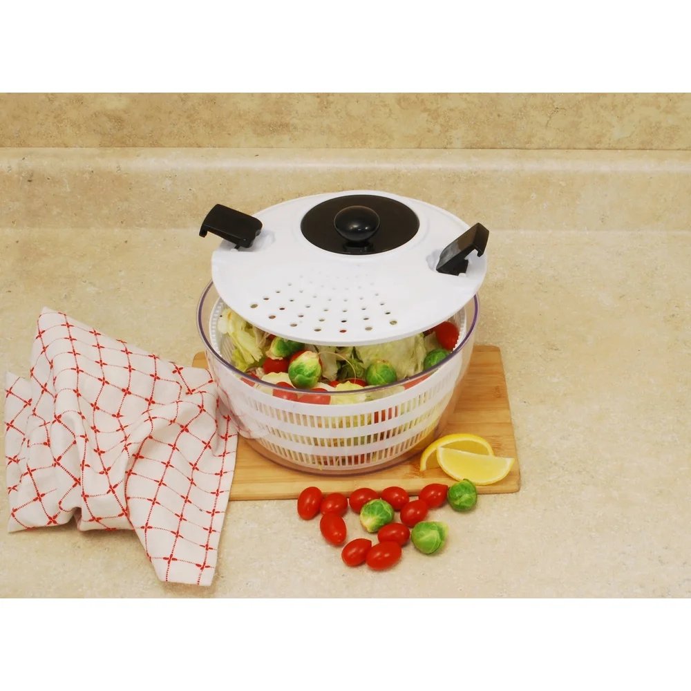 Salad Spinner with Locking Lid High Speed Knob Straining Bowl Colander Fruits and Vegetables Easy Salad Preparation