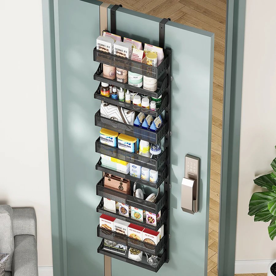 Over The Door Pantry Organizer, 10-Tier Pantry Door Hanging Heavy-Duty Carbon Steel Storage Rack Can Organizer For Kitchen Spice