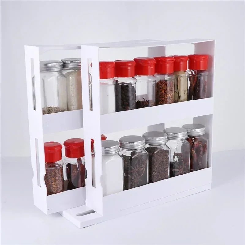 Multi-Function 2 Tier Rotate Spice Storage Rack Seasoning Swivel Storge Organizer Shelf kitchen bathroom creative household item