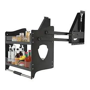 Pull Down Cabinet Organizer, 2-Tier Pull Down Shelf Heavy-Duty Pull Down Spice Rack Upper Organizer Kitchen Appliance