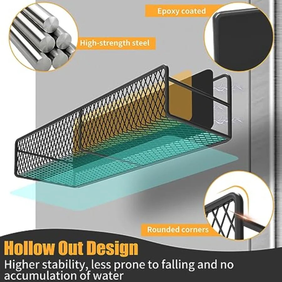 Magnetic Spice Rack for Refrigerator 6 Pack 100 Metal Strong Magnet Shelf Black Space Saving Spice Organizer Home Kitchen Laund