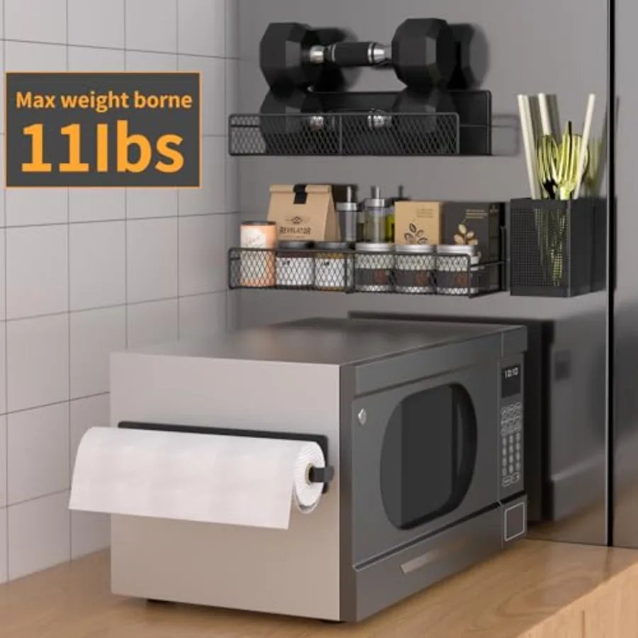 Magnetic Spice Rack for Refrigerator 6 Pack 100 Metal Strong Magnet Shelf Black Space Saving Spice Organizer Home Kitchen Laund