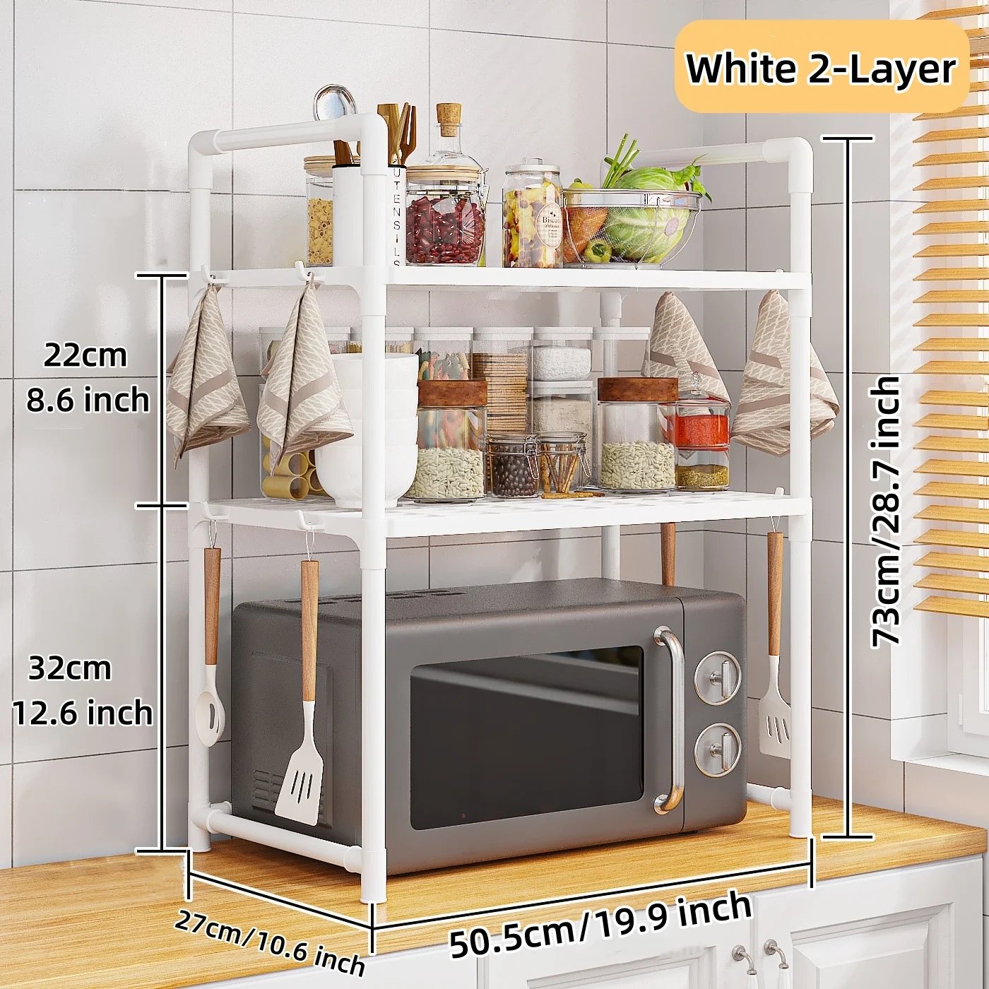 Microwave Shelf Kitchen Storage Rack Multi Layer Condiment Organizer Storage Shelf Simple Countertop Seasoning Oven Shelves Tidy