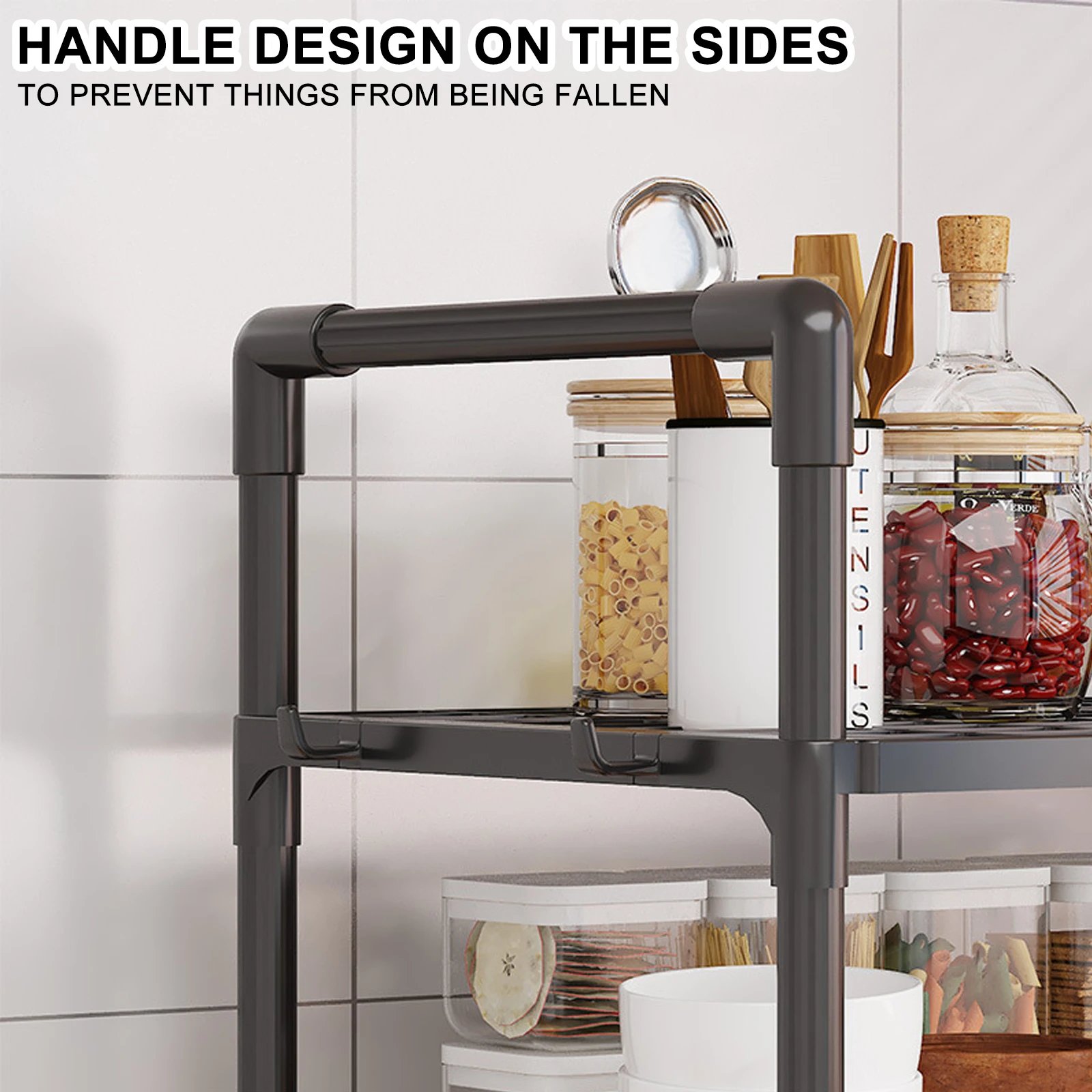 Microwave Shelf Kitchen Storage Rack Multi Layer Condiment Organizer Storage Shelf Simple Countertop Seasoning Oven Shelves Tidy