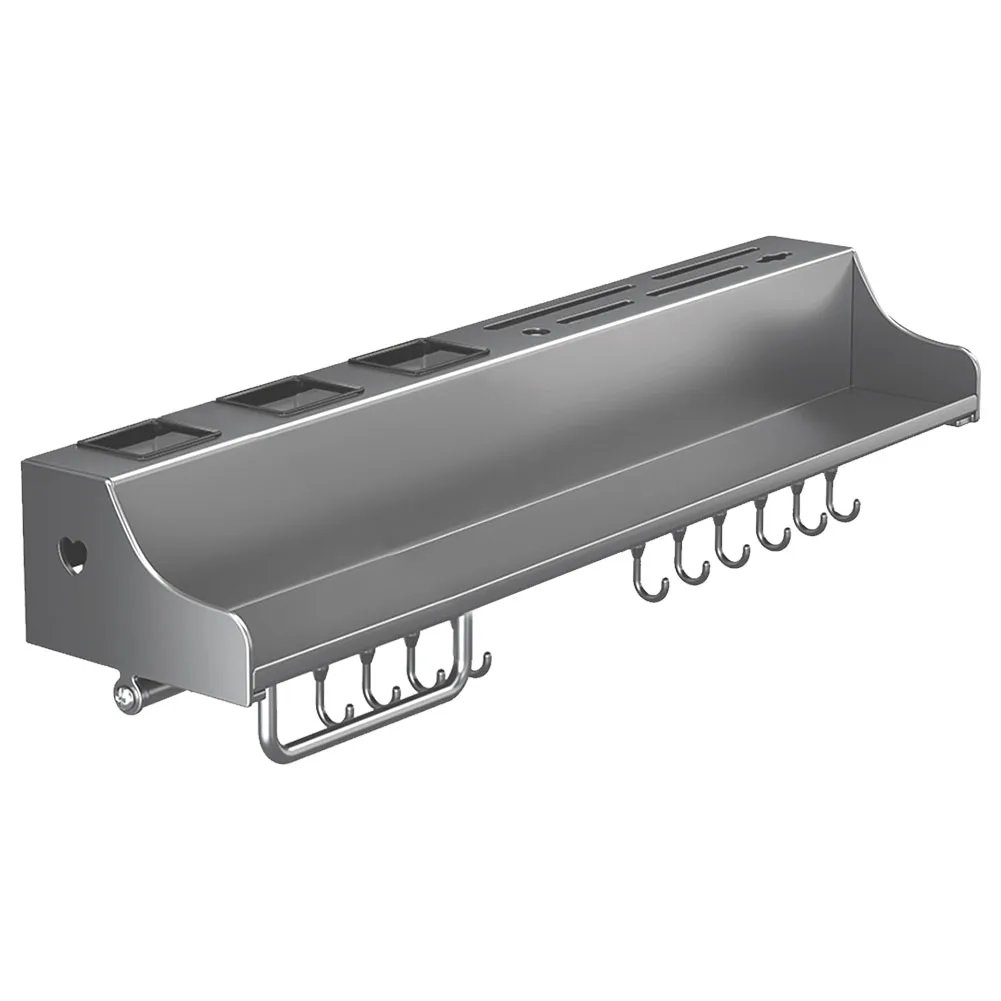 60CM Hanging Storage Rack with 12 Hooks Kitchen Spice Rack Punch-Free Spice Organizer for Chopsticks Spoons Shovels Organize