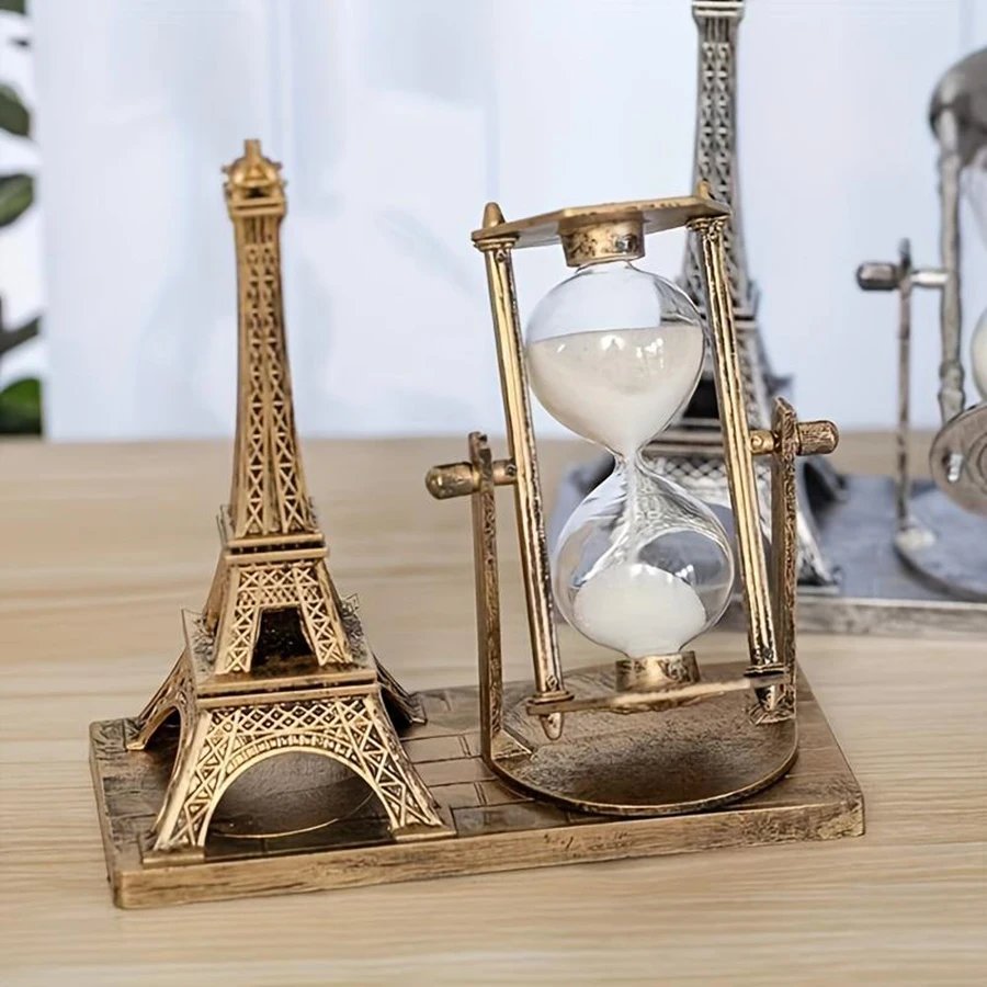 Vintage Eiffel Tower Hourglass Figurine - Creative Indoor Decor and Office Desk Ornament, Perfect for Home, Festivals Vintage Eiffel Tower Hourglass Figurine - Creative Indoor Decor and Office Desk Ornament, Perfect for Home, Festivals