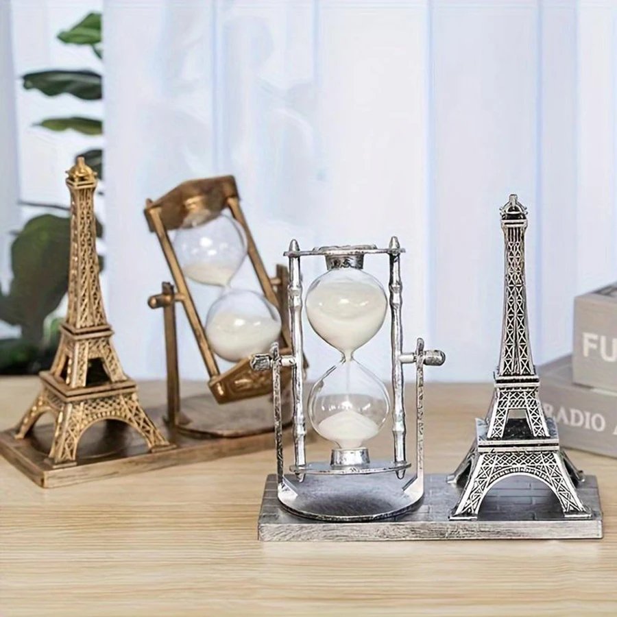Vintage Eiffel Tower Hourglass Figurine - Creative Indoor Decor and Office Desk Ornament, Perfect for Home, Festivals Vintage Eiffel Tower Hourglass Figurine - Creative Indoor Decor and Office Desk Ornament, Perfect for Home, Festivals