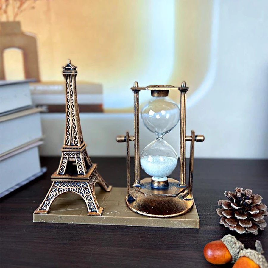 Vintage Eiffel Tower Hourglass Figurine - Creative Indoor Decor and Office Desk Ornament, Perfect for Home, Festivals Vintage Eiffel Tower Hourglass Figurine - Creative Indoor Decor and Office Desk Ornament, Perfect for Home, Festivals