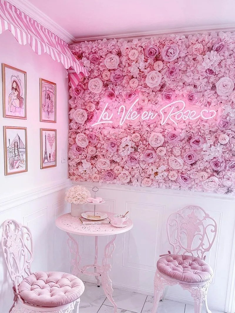 Pink Silk Rose Flower Wall Panels Artificial Flower for Wedding Decoration Baby Show Party Home Bedroom Backdrop Decor