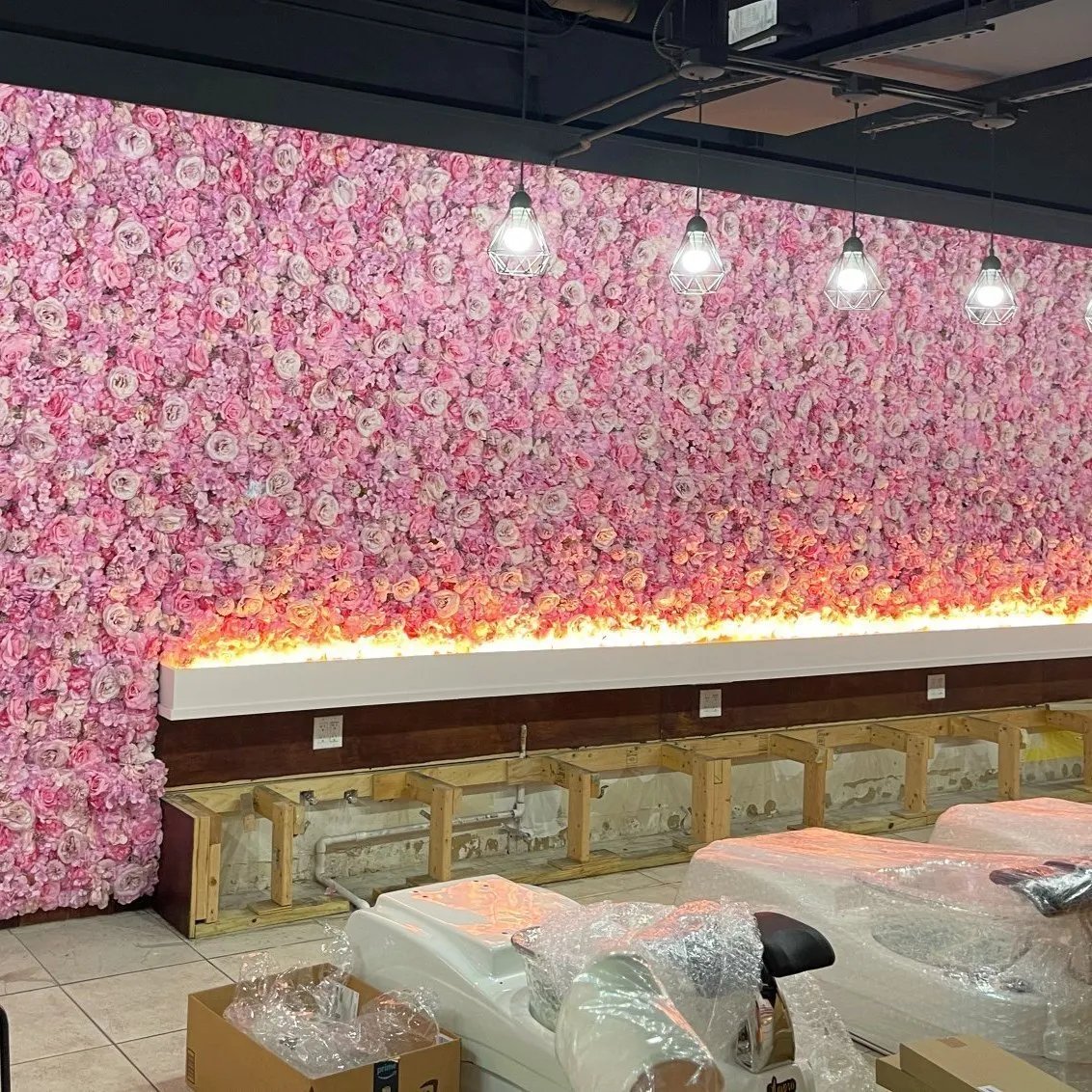 Pink Silk Rose Flower Wall Panels Artificial Flower for Wedding Decoration Baby Show Party Home Bedroom Backdrop Decor