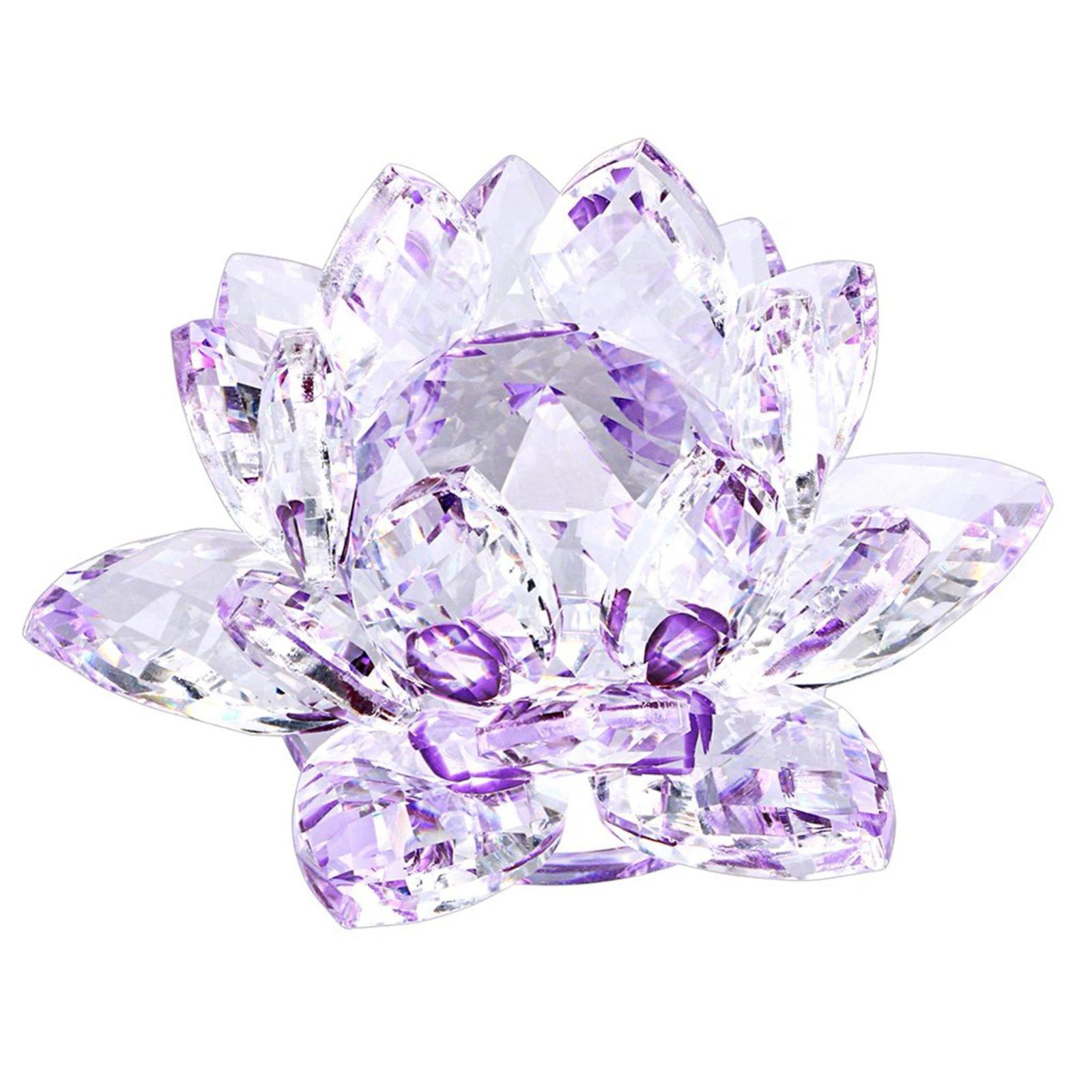 Crystal Lotus Flower Figurines Flower Crafts Glass Car Figurines for Tabletop Centerpiece Home Office