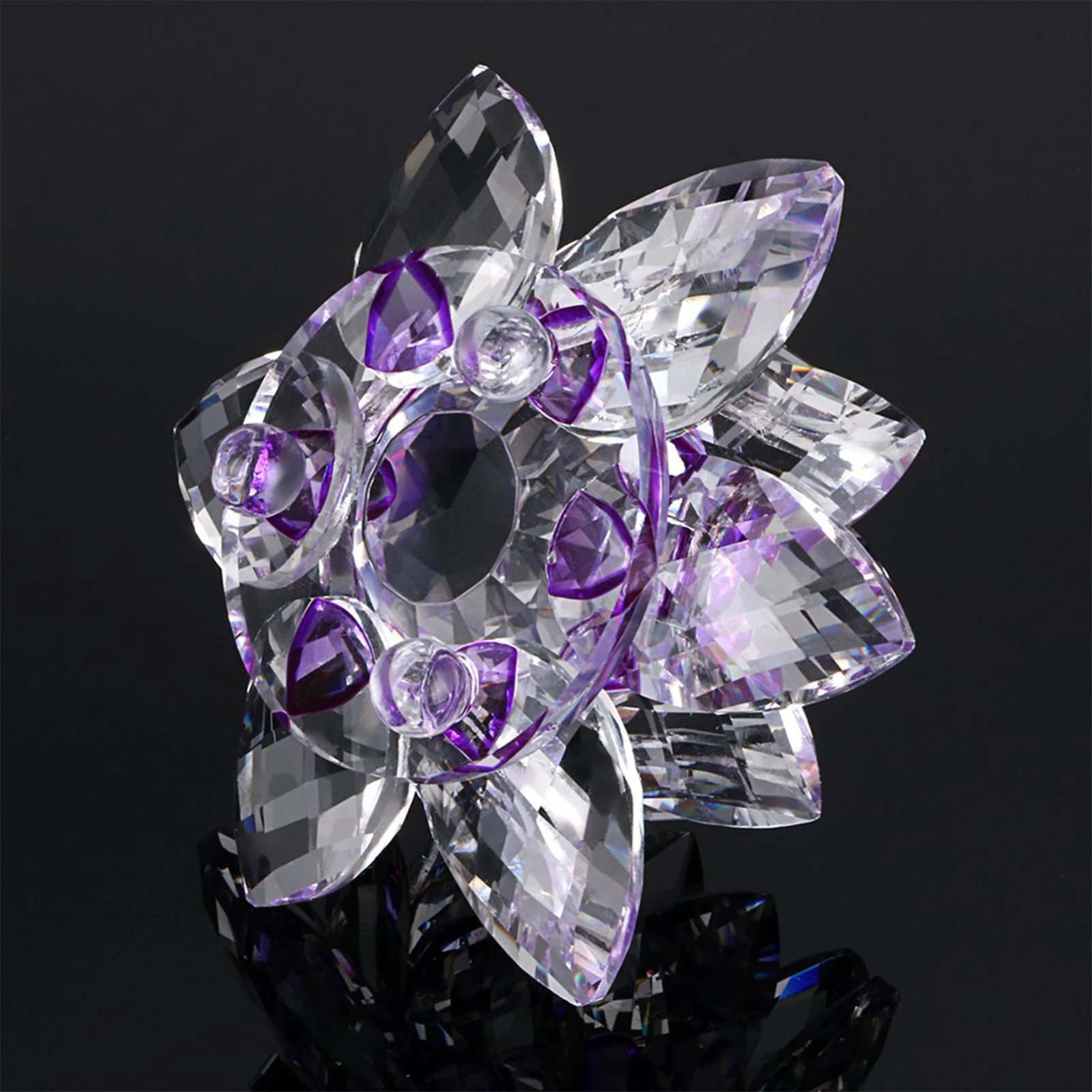 Crystal Lotus Flower Figurines Flower Crafts Glass Car Figurines for Tabletop Centerpiece Home Office