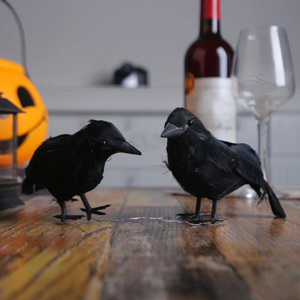 Halloween Ravens Decor Props Realistic Artificial Raven Crow Multifunctional Festive Atmosphere Lifelike Theme Party Ornaments