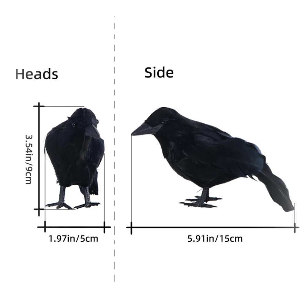 Halloween Ravens Decor Props Realistic Artificial Raven Crow Multifunctional Festive Atmosphere Lifelike Theme Party Ornaments