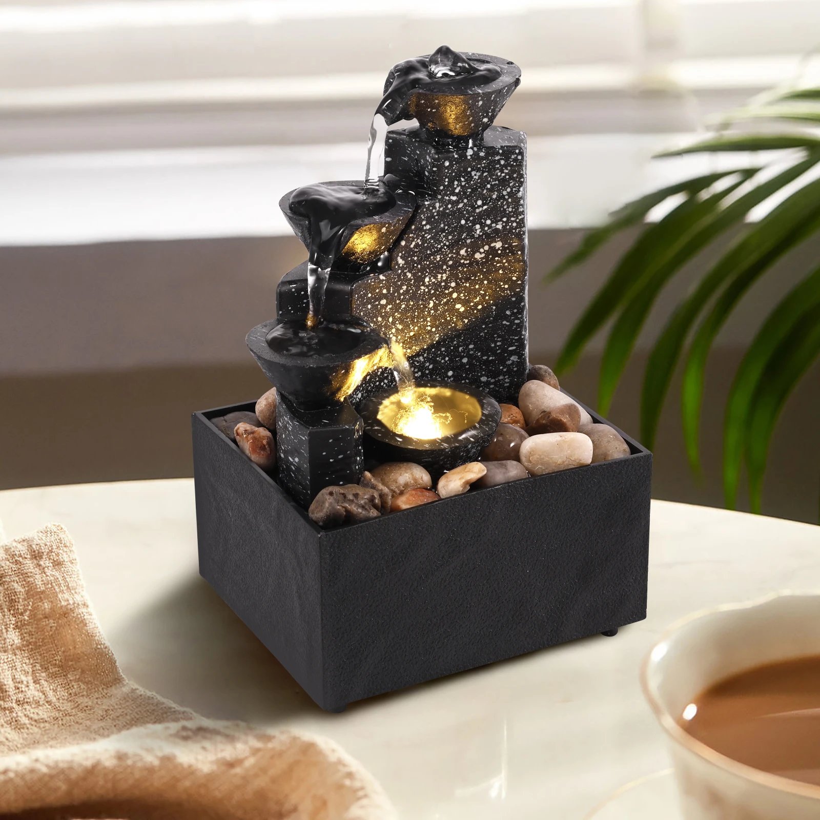 Art waterfall fountain small ornament desktop beautiful decoration can be used for living room family bedroom study office