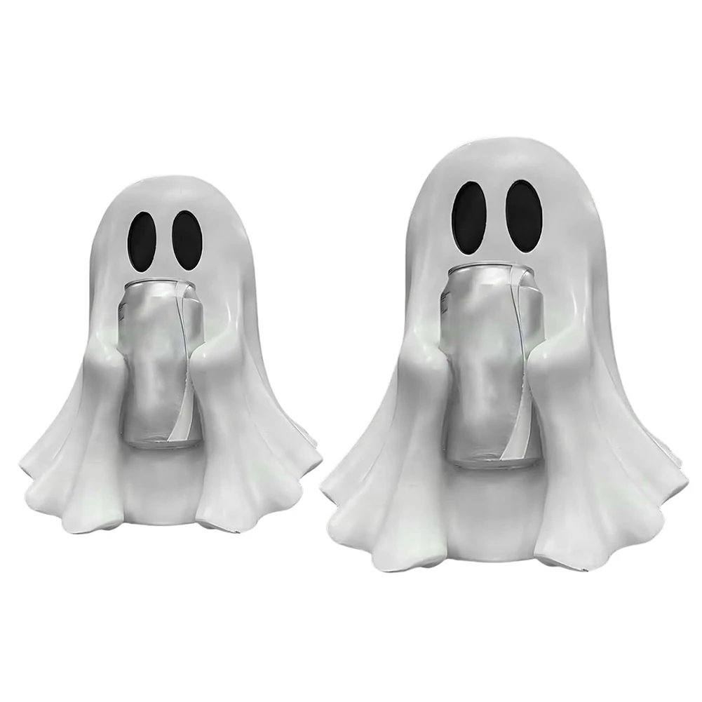 Halloween Ghost Can Holder Cute Resin Ghost Drink Holder Stand Funny Party Accessory Halloween Decor Props Spooky Party Supplies