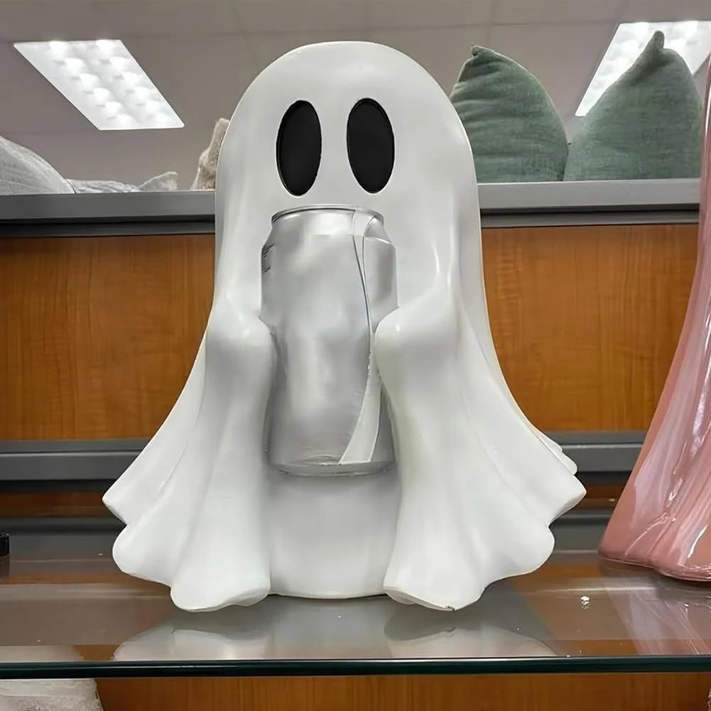 Halloween Ghost Can Holder Cute Resin Ghost Drink Holder Stand Funny Party Accessory Halloween Decor Props Spooky Party Supplies