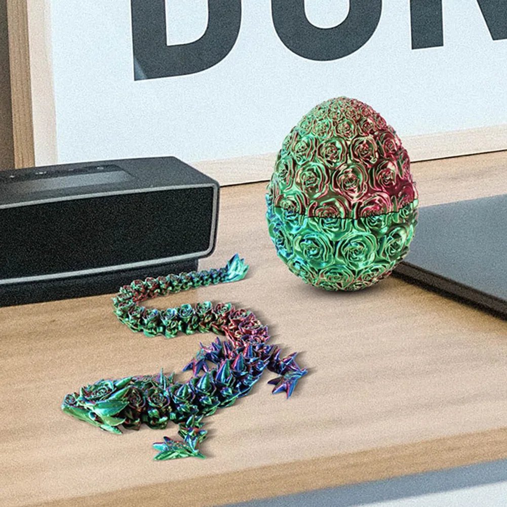24/30cm Printed Dragon With 10/13cm Egg Joints Articulated Dragon Toy Home Office Desktop Ornament Articulated Dragon Fidget Toy