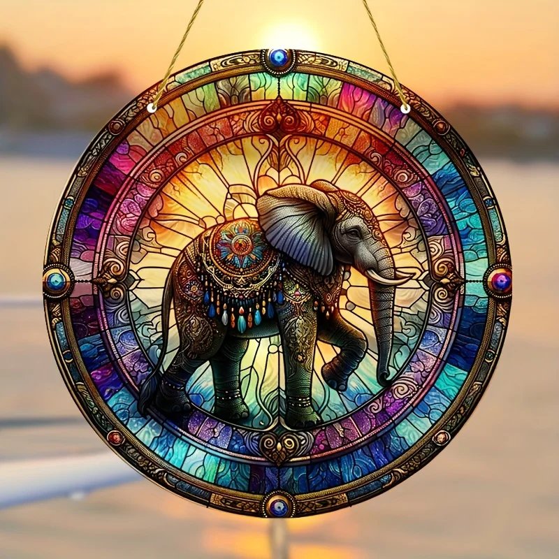 1pc Elephant Suncatcher - 2D Acrylic Window Hanging for Home & Garden Decor